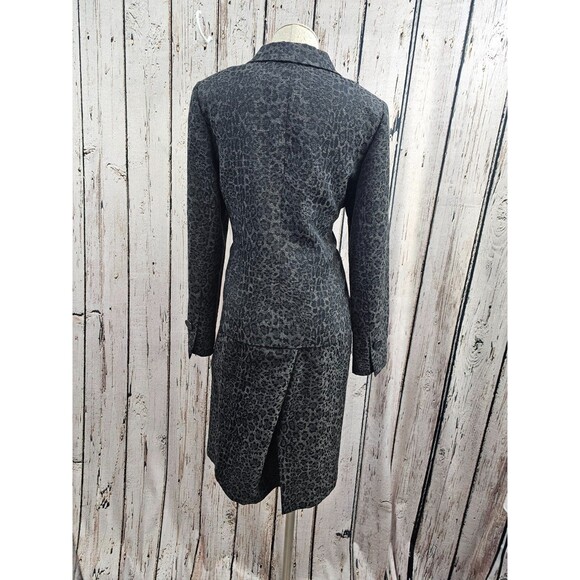 LW Women's 10/12 Dana Buchman Original Gray Leopard Print Skirt Suit 2 Pc Set - Picture 9 of 12